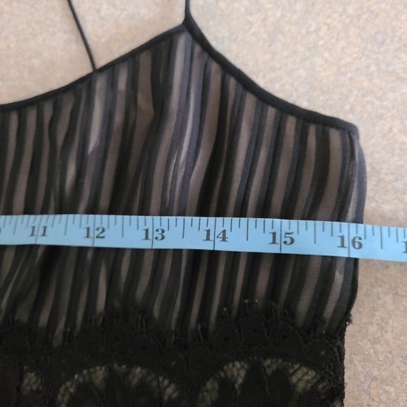 Anne Klein Black Pleated 100% Silk Spaghetti Strap Dress 8 - Picture 5 of 9